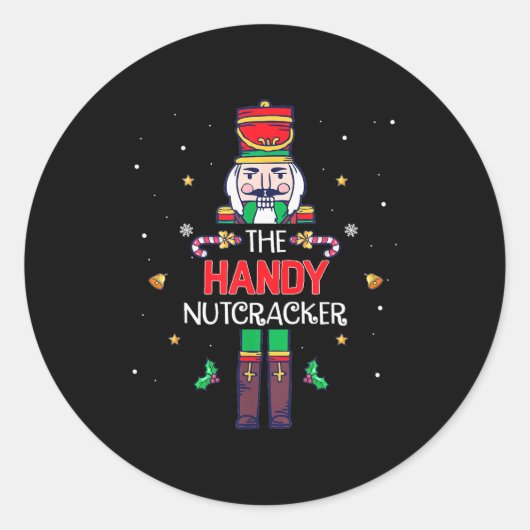 Handy Nutcracker Funny Christmas Family Matching O ラウンドシール (正面)