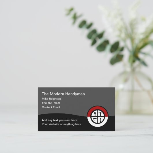Handymanモダンユニーク Business Card 名刺 (スタンド正面)