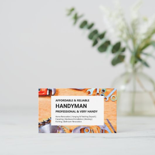 Handyman名刺 – 建築ツール 名刺 (スタンド正面)