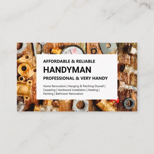 Handyman名刺 – 給排水素朴衛生設備配管ツール 名刺 (正面)