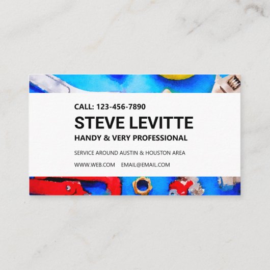 Handyman名刺 – 給排水衛生設備配管ツール 名刺 (裏面)