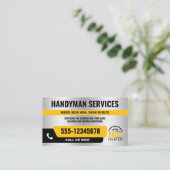 HANDYMAN緊急の修理24/シルバーブラックイエロー 名刺 (スタンド正面)