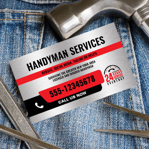 HANDYMAN緊急の修理24/シルバーブラックレッド 名刺