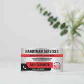 HANDYMAN緊急の修理24/シルバーブラックレッド 名刺 (スタンド正面)