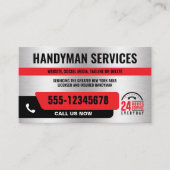 HANDYMAN緊急の修理24/シルバーブラックレッド 名刺 (正面)