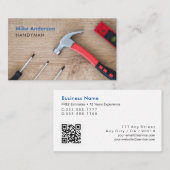 Handyman，ホーム修理，建築, QRコード， Vs 2 名刺 (正面/裏面)