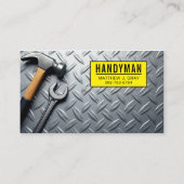Handyman – 工具を使用した工業用金属背景 名刺 (裏面)