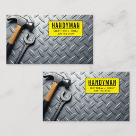Handyman – 工具を使用した工業用金属背景 名刺