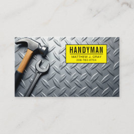 Handyman – 工具を使用した工業用金属背景 名刺