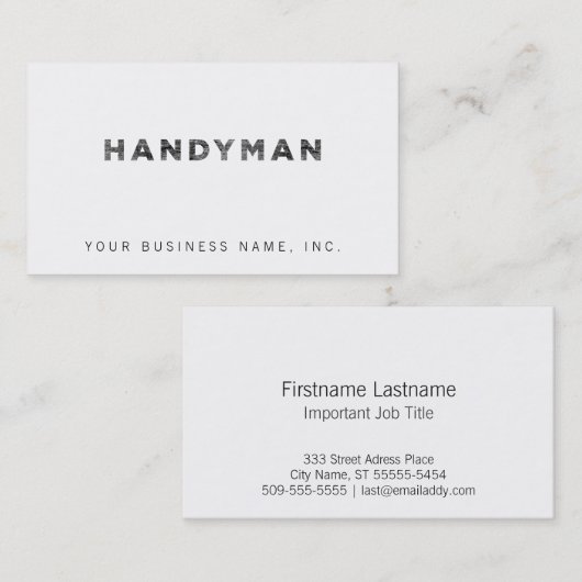 Handyman [Black Faux Letterpress Style] 名刺 (正面/裏面)