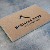 Handyman Black Hammer Logo Carpenter Rustic Kraft 名刺