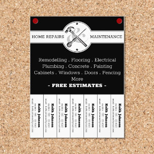 Handyman Black Modern Professional Construction  チラシ