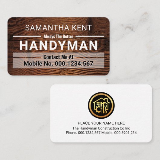 Handyman Border Lines Timber Wood 名刺 (正面/裏面)