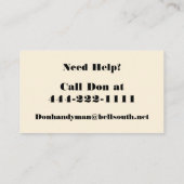 HANDYMAN BUSINESS CARD 名刺 (裏面)