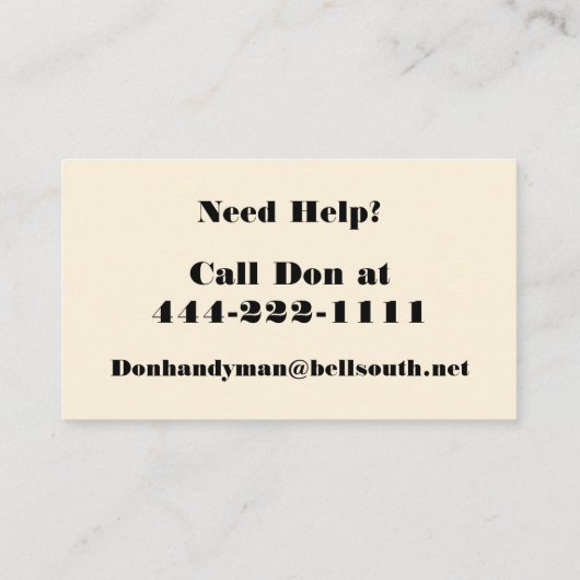 HANDYMAN BUSINESS CARD 名刺 (裏面)