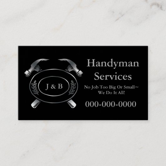 Handyman Business Card、Black 名刺 (正面)