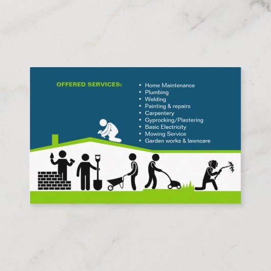 Handyman Business Card Template for Home Maintenan 名刺 (裏面)