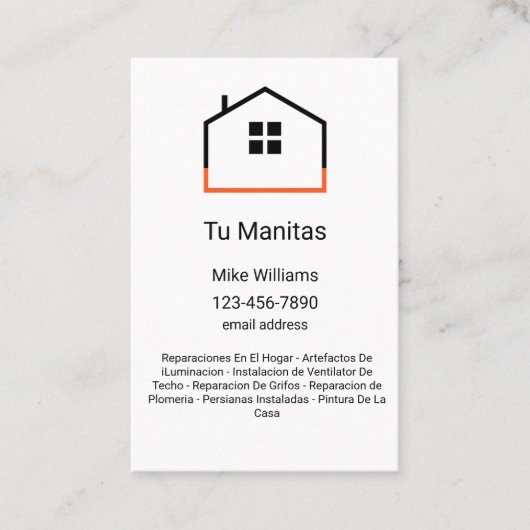 Handyman Business Cards スペインのLanguage 名刺 (正面)