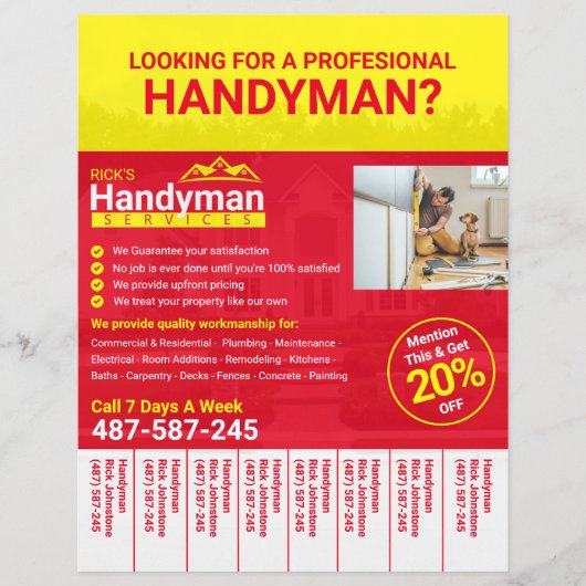 Handyman Business Flyer – ホームビジネス チラシ (正面)