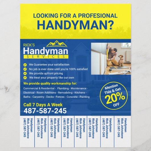Handyman Business Flyer – ホームビジネス チラシ (正面)