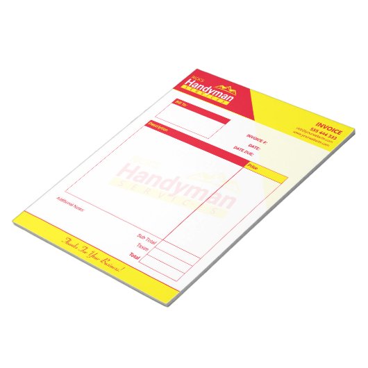 Handyman Business Invoice Pad - Home Business ノートパッド (アングル)