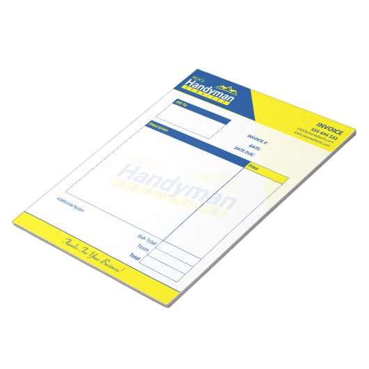 Handyman Business Invoice Pad - Home Business ノートパッド (アングル)