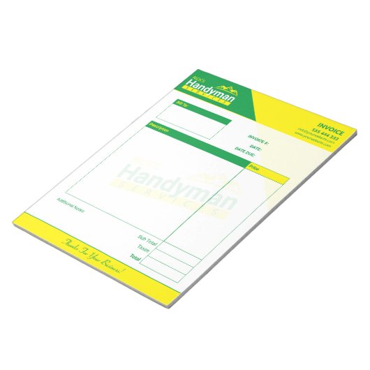 Handyman Business Invoice Pad - Home Business ノートパッド (アングル)