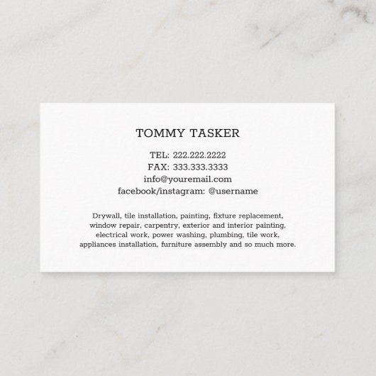 Handyman Carpenter Home repair Tools Logo 名刺 (裏面)