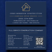 Handyman Construction Navy Blue Gold QR Code 名刺