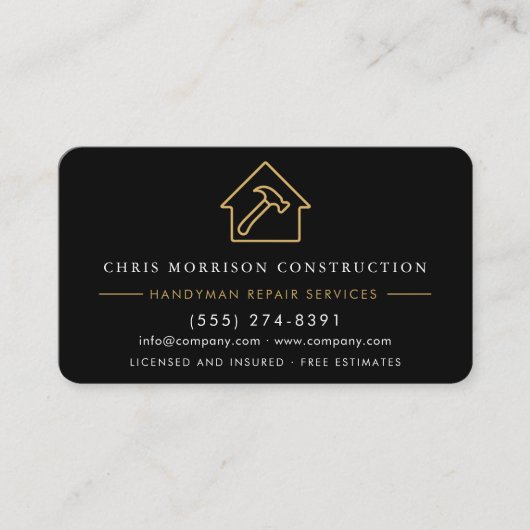 Handyman Construction QR Code Silver Metallic  名刺 (正面)