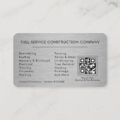 Handyman Construction QR Code Silver Metallic  名刺 (裏面)