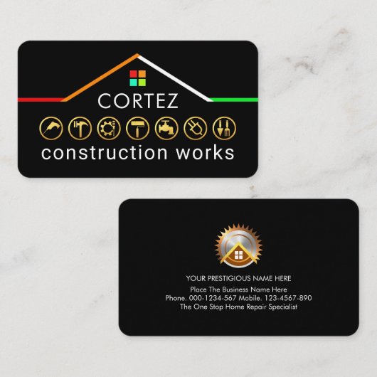 Handyman Construction Service Building Rooftop 名刺 (正面/裏面)