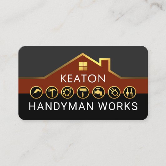 Handyman Construction Service Gold Rooftop 名刺 (正面)