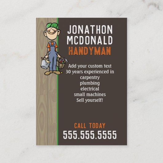 Handyman Fix-It Carpenterの求人検索の獲得 名刺 (裏面)