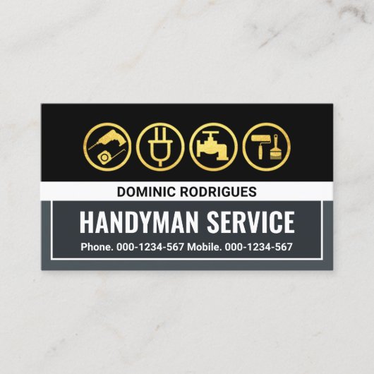 Handyman Grey Black Frame Layers 名刺 (正面)