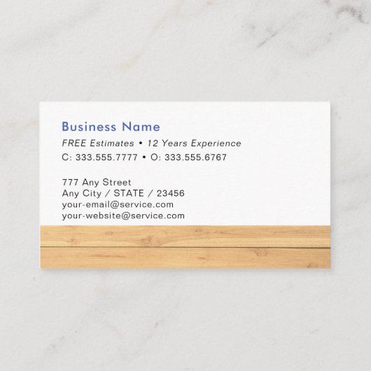 Handyman、Home Repair、建築、Blue Name 名刺 (裏面)