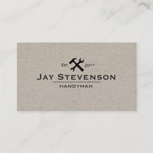 Handyman Home Repair Hammer and Wrench  Kraft  名刺 (正面)