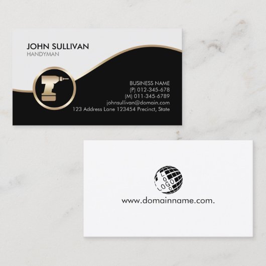 Handyman Home Repairs Power Drill Icon Business Ca 名刺 (正面/裏面)