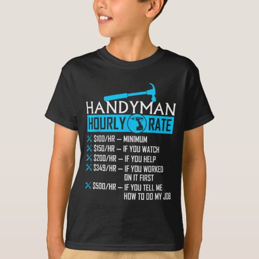 Handyman Hourly Rate Humor Carpenter Funny Handy M Tシャツ (正面)