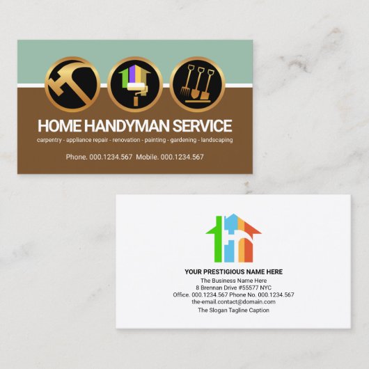 Handyman Icons列レイヤーContractor Builder 名刺 (正面/裏面)