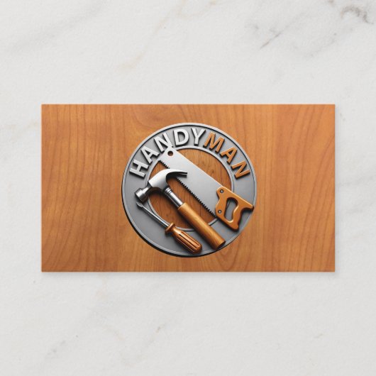 Handyman Maintenance Repair Service Wood QR Code 名刺 (正面)