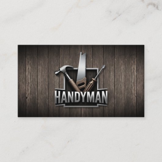 Handyman Maintenance Repair Service Wood QR Code 名刺 (正面)