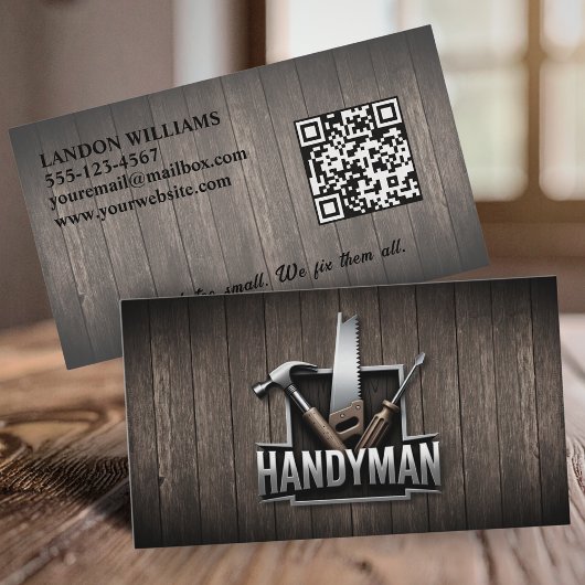 Handyman Maintenance Repair Service Wood QR Code 名刺