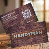 Handyman Maintenance Repair Service Wood QR Code 名刺