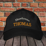 HANDYMAN "name"刺繍野球キャップ/金ゴールド 刺繍入りキャップ<br><div class="desc">刺繍帽子：クラシック文字"HANDYMAN"とファッションの"名前"を持つ黄金/黒い野球帽最高の帽、世界の便利屋、修理マスター、それを修正/ビジネス帽子</div>