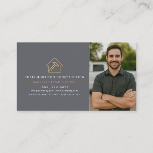 Handyman Photo Wood Grain Professional 名刺 (正面)