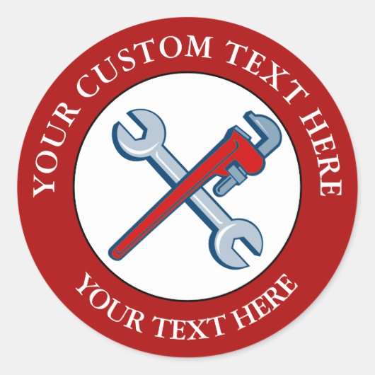 Handyman Plumber Icon1 1/2"ラウンドクラシックステッカー ラウンドシール (正面)