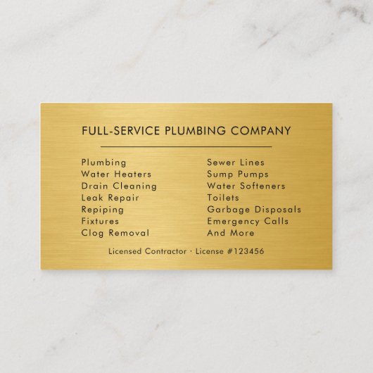 Handyman Plumbing Service Plumber 名刺 (裏面)