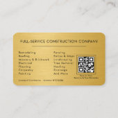 Handyman QR Code Gold Metallic 名刺 (裏面)
