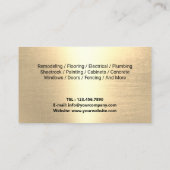 Handyman Repair & Maintenance Service Modern Gold 名刺 (裏面)